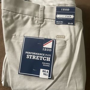 COPY - IZOD MENS BIG AND TALL PANTS 52x30 NEW With Tags